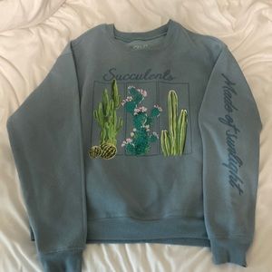no idea the brand but teal succulents crewneck!